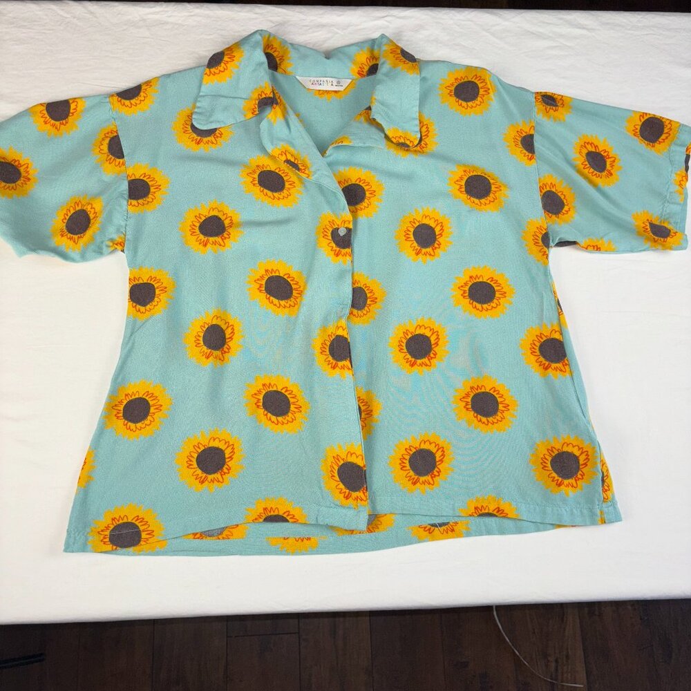 Turquoise Sunflower Shirt